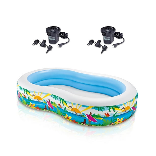 2 Pack Intex 103" x 36" x 18" Swim Center Inflatable Paradise Seaside Kid Pool 2 Pack Intex 103" x 36" x 18" Swim Center Inflatable Paradise Seaside Kid Pool